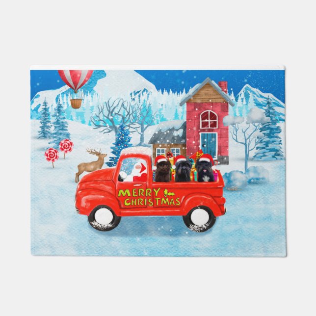 Affenpinschers Dog in Christmas Delivery Truck Fußmatte (Vorderseite)
