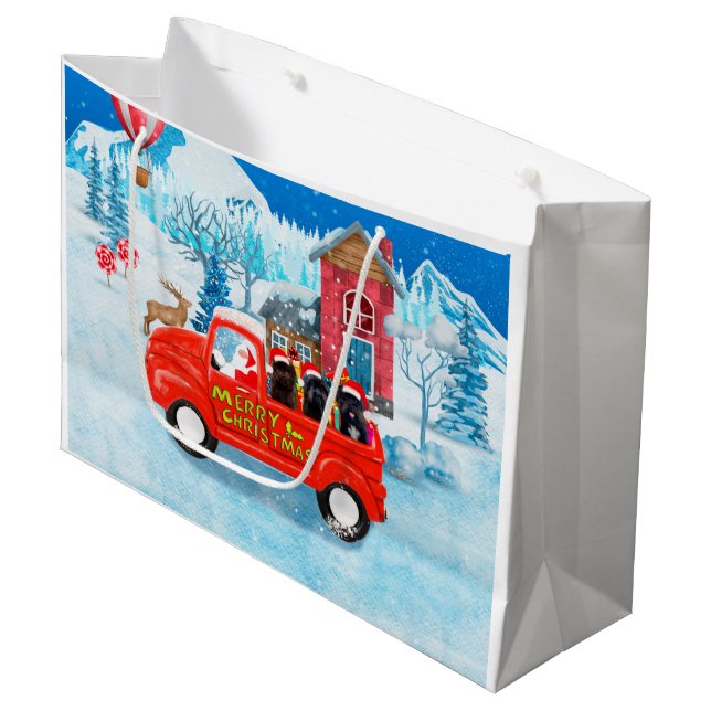 Affenpinschers Dog in Christmas Delivery Truck Große Geschenktüte (Vorderseite Schrägansicht)