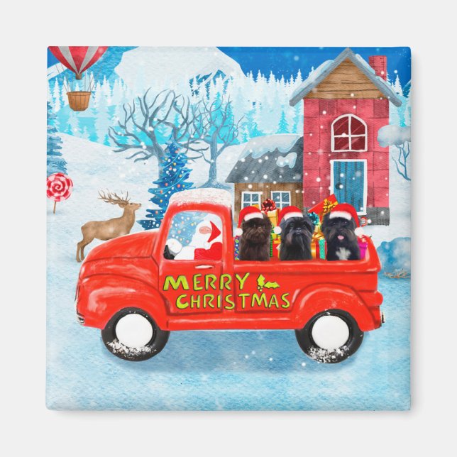 Affenpinschers Dog in Christmas Delivery Truck Magnet (Vorne)