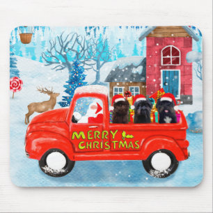 Affenpinschers Dog in Christmas Delivery Truck Mousepad