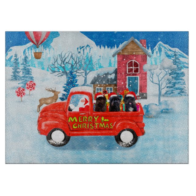 Affenpinschers Dog in Christmas Delivery Truck Schneidebrett (Vorderseite)