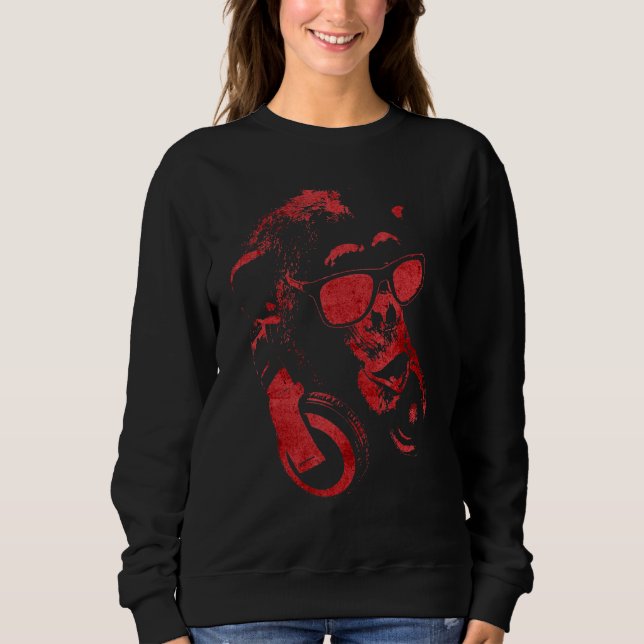 Affenschimmel mit Sonnenbrille und Kopfhörern 5 Sweatshirt (Vorderseite)