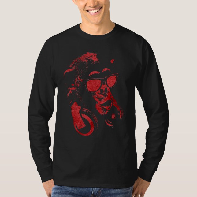 Affenschimmel mit Sonnenbrille und Kopfhörern 5 T-Shirt (Vorderseite)