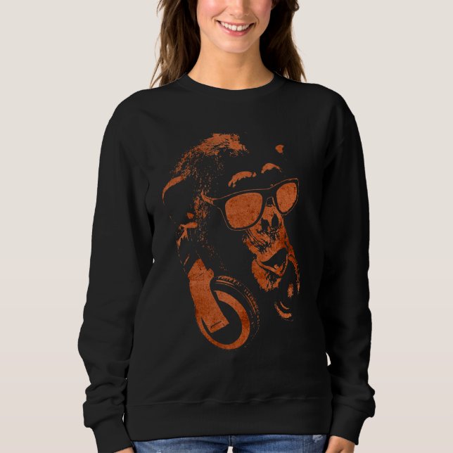 Affenschimmel mit Sonnenbrille und Kopfhörern Sweatshirt (Vorderseite)
