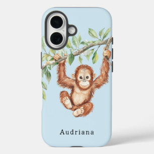 Affenschimpanse beim Baumschwald iPhone 16 Hülle
