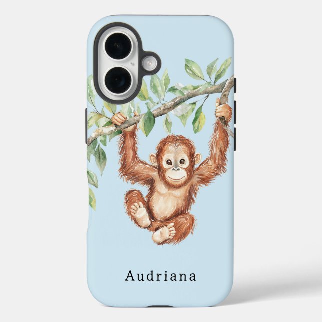 Affenschimpanse beim Baumschwald iPhone 16 Hülle (Rückseite)
