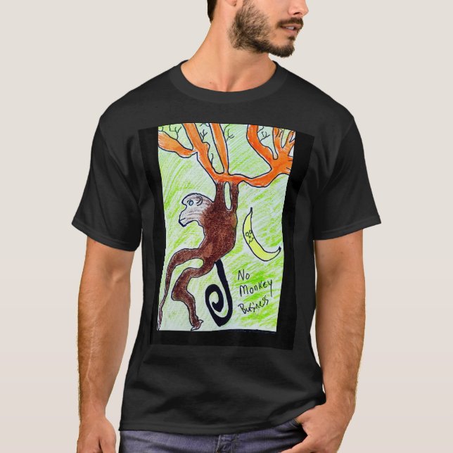 Affenschwingende Zweige cooles Design T-Shirt (Vorderseite)