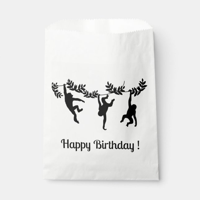 Affentruppe glücklich Geburtstag Geschenktütchen (Vorderseite)