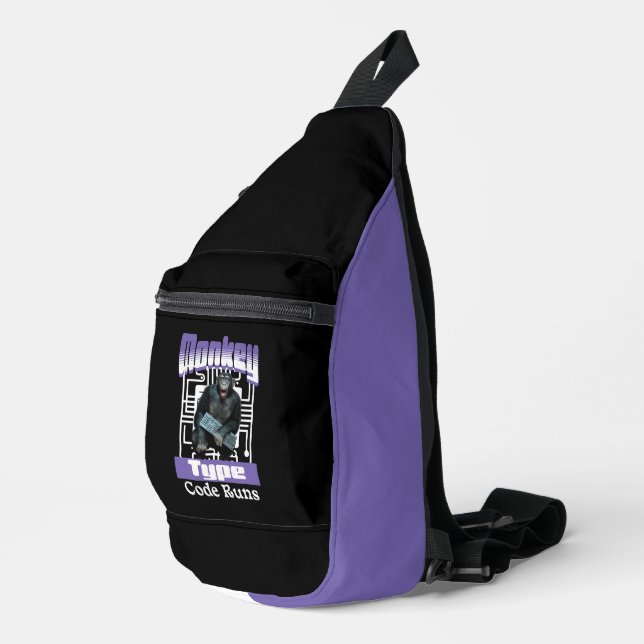 Affentyp, Code führt einen lustigen Vollstapelentw Crossbody Bag (Rechte Ecke)