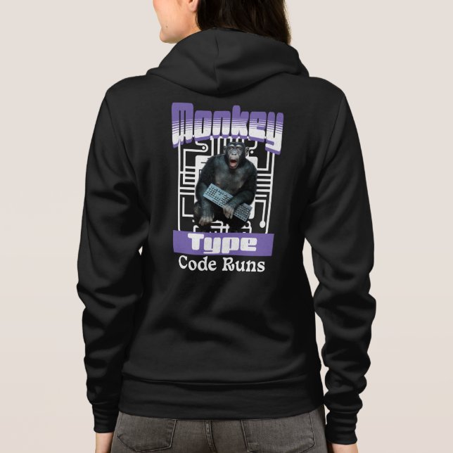Affentyp, Code führt einen lustigen Vollstapelentw Hoodie (Rückseite)