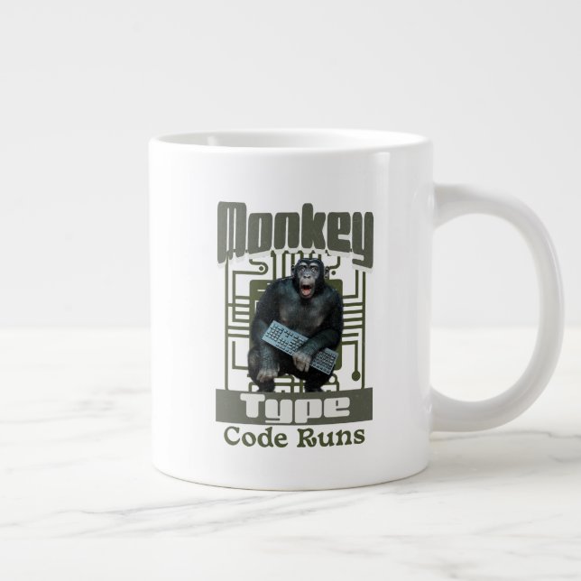 Affentyp, Code führt einen lustigen Vollstapelentw Jumbo-Tasse (Rechts)