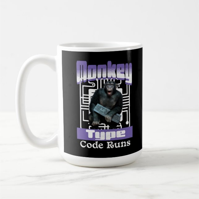 Affentyp, Code führt einen lustigen Vollstapelentw Kaffeetasse (Links)