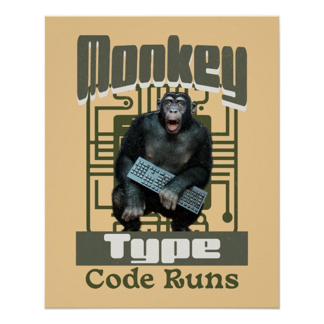 Affentyp, Code führt einen lustigen Vollstapelentw Poster (Vorderseite)
