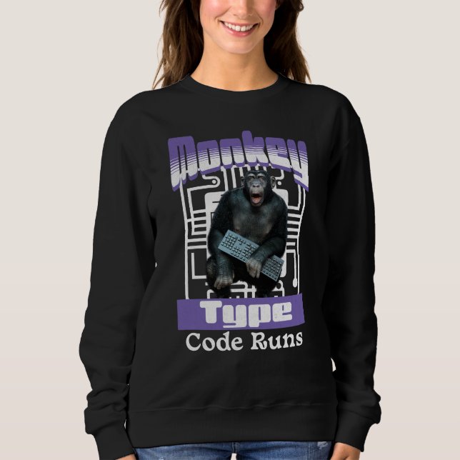 Affentyp, Code führt einen lustigen Vollstapelentw Sweatshirt (Vorderseite)