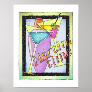 AFFICHE 11"x14" - HEURE MARTINI, Cocktails