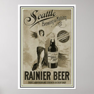 Affiche 13 x 19 d'annonce de bière de Seattle