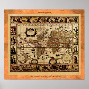 Affiche 1635 de carte de Vieux Monde