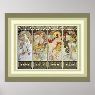 Affiche 16 x 20 d'Alphonse Mucha Les Saisons