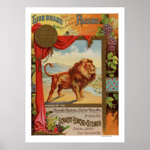 Affiche 1890 de raisins secs de la Californie