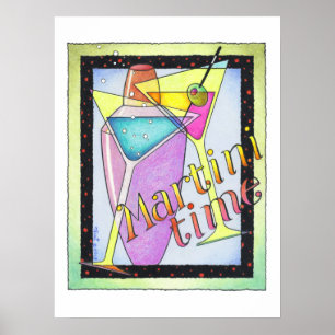 AFFICHE 18"x24" - HEURE MARTINI, Cocktails