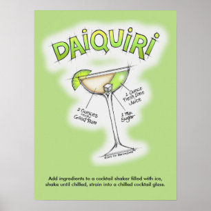 AFFICHE 18" X 24" - RECETTE DE DAIQUIRI ART COCKTA