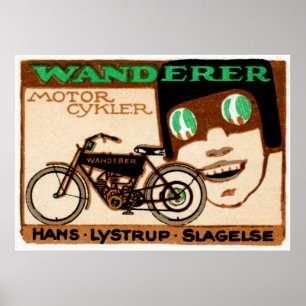 Affiche 1910 de moto de vagabond