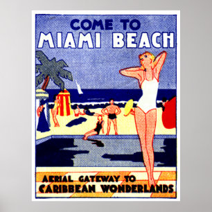 Affiche 1925 de voyage de Miami
