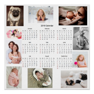 Affiche 2018 personnalisée de calendrier de photos