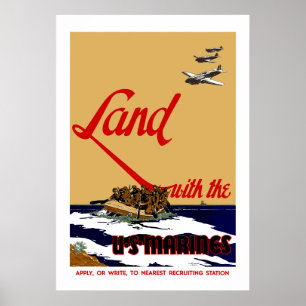 Affiche 2ème guerre mondiale US Marine Recrutement