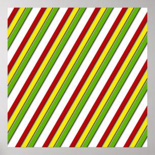 Affiche 52x52 ou plus petite, rayures rasta, diago