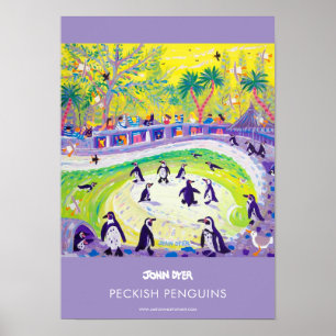 Affiche A3 de John Dyer. Peckish Penguins