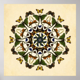 Affiche à ailes d'art de kaléidoscope de papillon