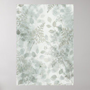Affiche à motif de Fougère Sauge Pâle et Fleur de
