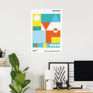 Affiche Abstraite Bauhaus Orange Sarcelle