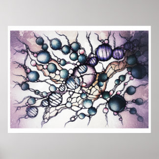 Affiche abstraite de flux dynamique neurographique