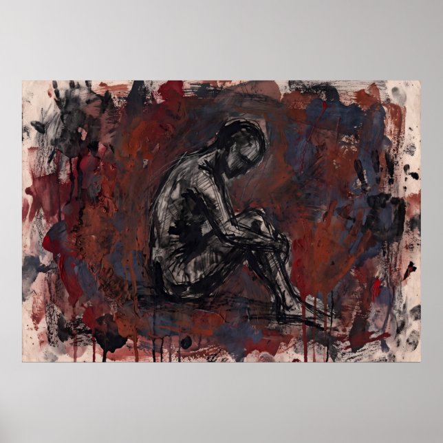 Affiche Abstraite Figurative Rouge Foncé (Devant)