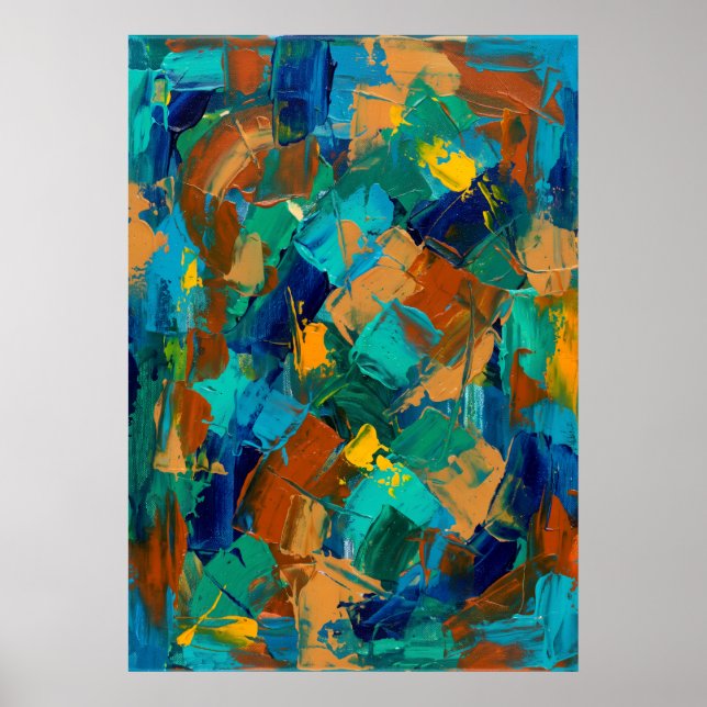 Affiche Abstraite Ocre Turquoise (Devant)
