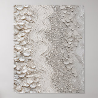Affiche abstraite texturée blanche de luxe