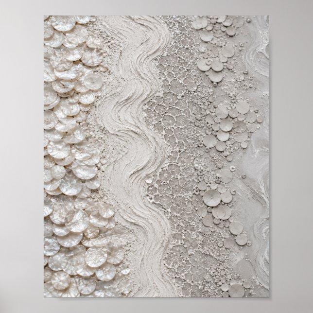 Affiche abstraite texturée blanche de luxe (Devant)