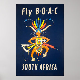 Affiche Afrique du Sud BOAC Voyage Art Impression