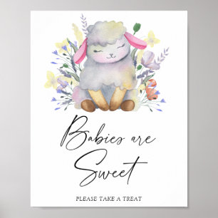 Affiche agneau aquarelle - les bébés sont doux
