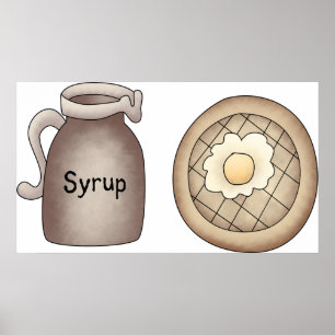 Affiche alimentaire de gaufres et sirop d'érable