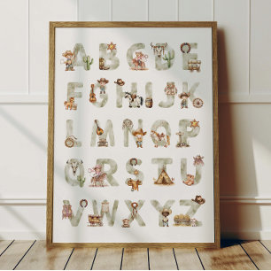 Affiche Alphabet ABC Cowboy Occidental Pour Chambr