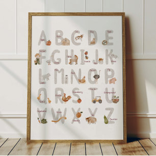 Affiche Alphabet ABC Ferme Décoration Chambre Enfa