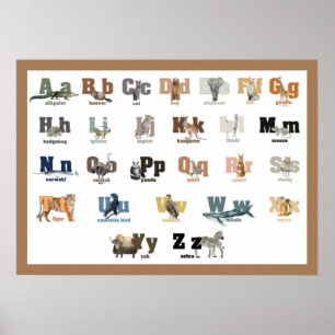 Affiche Alphabet des Animaux pour la Nurserie et l