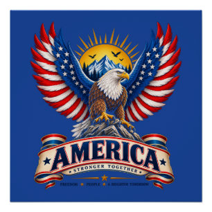 Affiche America Patriotique Plus Forte Ensemble