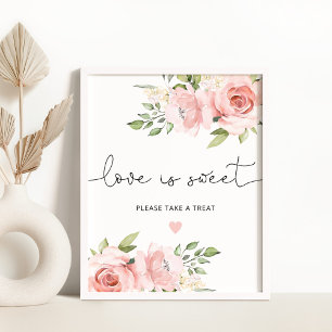 Affiche Amour floral rose tendre