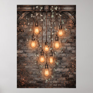 Affiche ampoules Edison Ivy Architecture Industrie