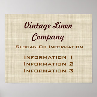 Affiche ancienne en lin grand format