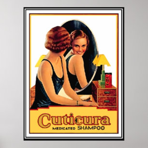 Affiche ancienne pour shampooing médicamenteux Cut